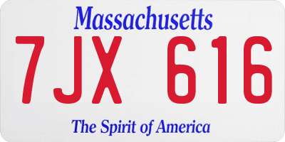MA license plate 7JX616