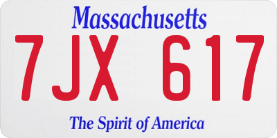 MA license plate 7JX617