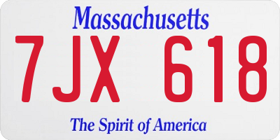 MA license plate 7JX618