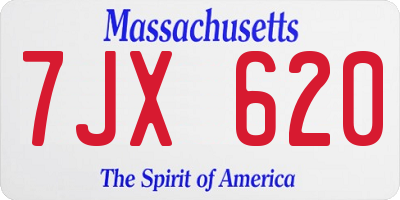 MA license plate 7JX620