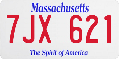 MA license plate 7JX621