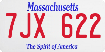 MA license plate 7JX622
