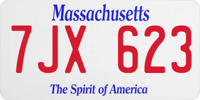 MA license plate 7JX623