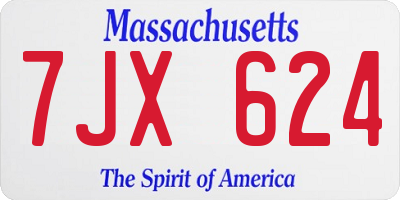 MA license plate 7JX624