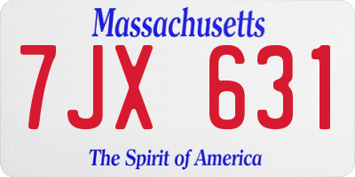 MA license plate 7JX631