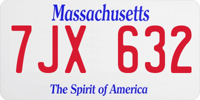 MA license plate 7JX632