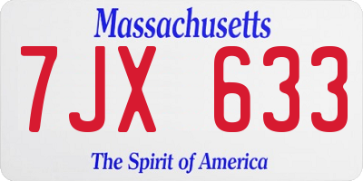 MA license plate 7JX633