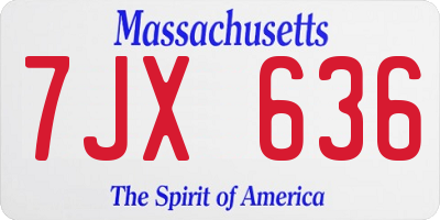 MA license plate 7JX636