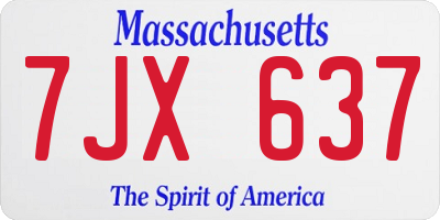 MA license plate 7JX637