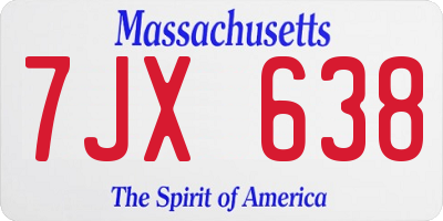 MA license plate 7JX638