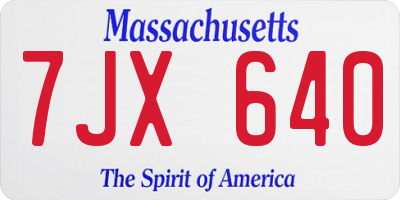 MA license plate 7JX640