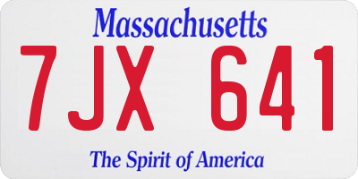 MA license plate 7JX641