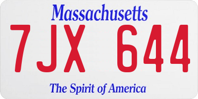 MA license plate 7JX644