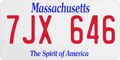 MA license plate 7JX646