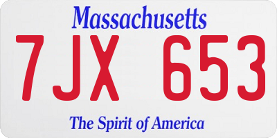 MA license plate 7JX653