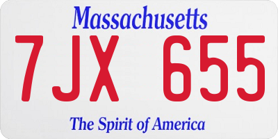 MA license plate 7JX655