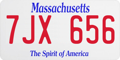 MA license plate 7JX656