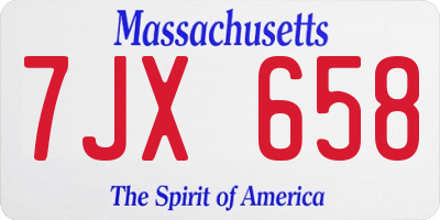 MA license plate 7JX658