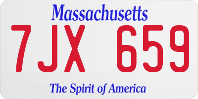 MA license plate 7JX659
