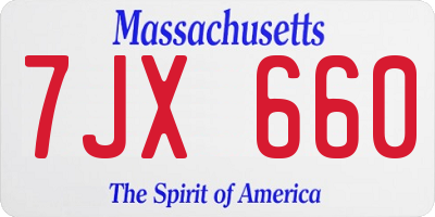 MA license plate 7JX660
