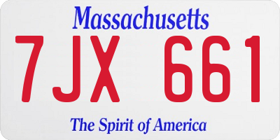 MA license plate 7JX661