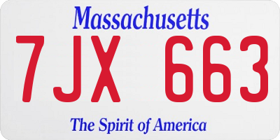 MA license plate 7JX663