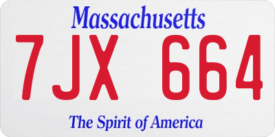 MA license plate 7JX664