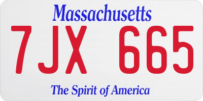 MA license plate 7JX665