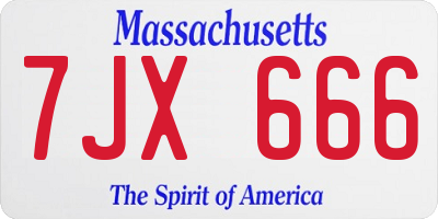 MA license plate 7JX666