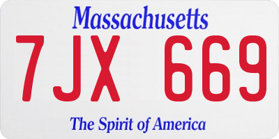 MA license plate 7JX669