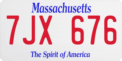 MA license plate 7JX676