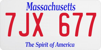 MA license plate 7JX677