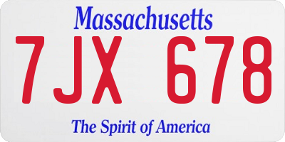 MA license plate 7JX678