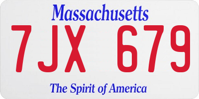 MA license plate 7JX679