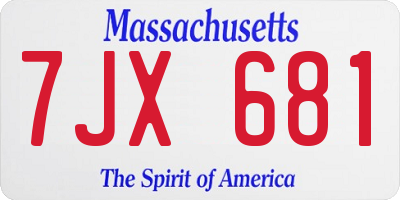 MA license plate 7JX681