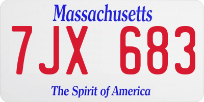 MA license plate 7JX683