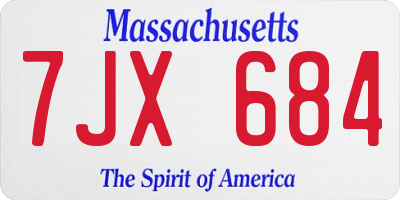 MA license plate 7JX684