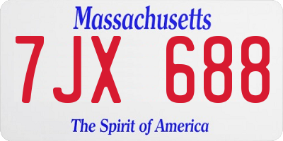 MA license plate 7JX688