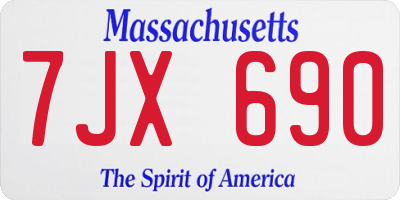 MA license plate 7JX690