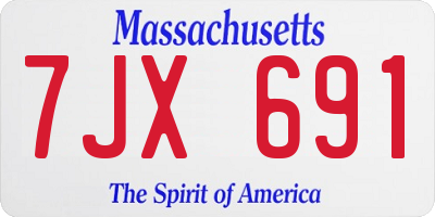 MA license plate 7JX691