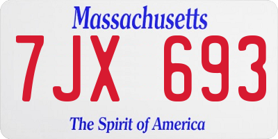 MA license plate 7JX693