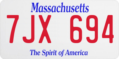 MA license plate 7JX694