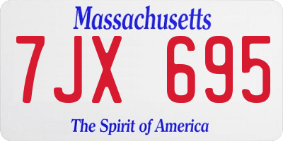 MA license plate 7JX695