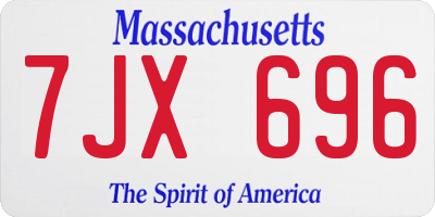 MA license plate 7JX696