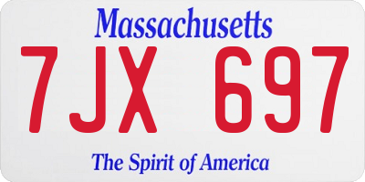 MA license plate 7JX697