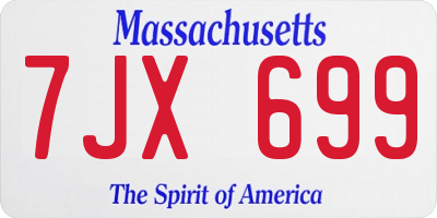 MA license plate 7JX699