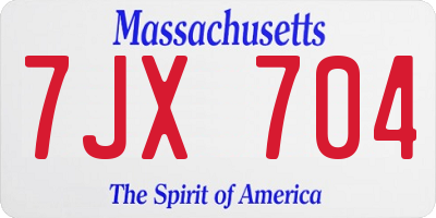 MA license plate 7JX704