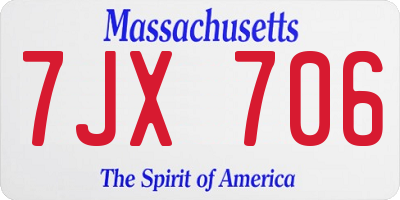 MA license plate 7JX706