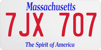 MA license plate 7JX707