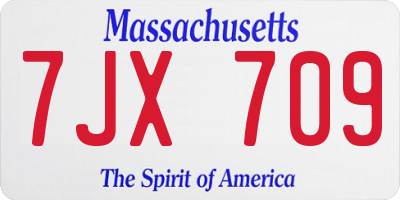 MA license plate 7JX709
